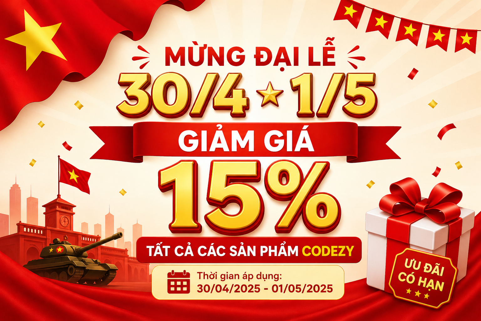 🎉 MỪNG ĐẠI LỄ 30/4 – 1/5 🎉